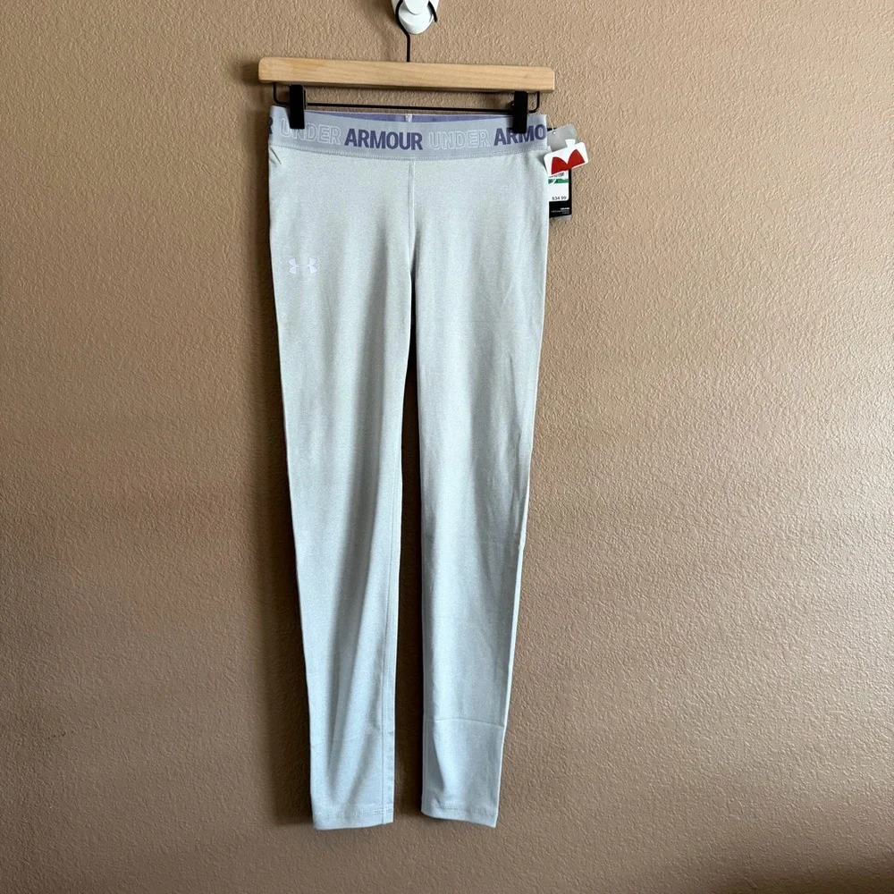 Under Armour Atheleisure Girls Light Gray Leggings Size Large NWT